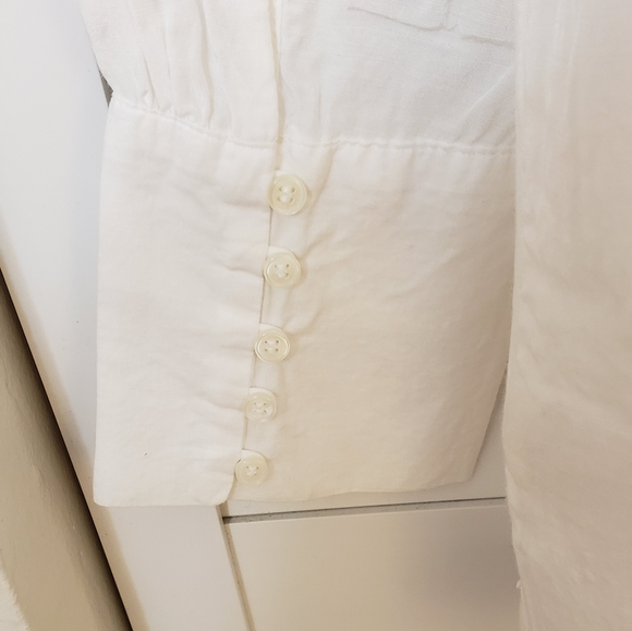 Free People Bright White Tunic Blouse Neck Mandarin Collar  Size M - Picture 13 of 13